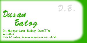 dusan balog business card